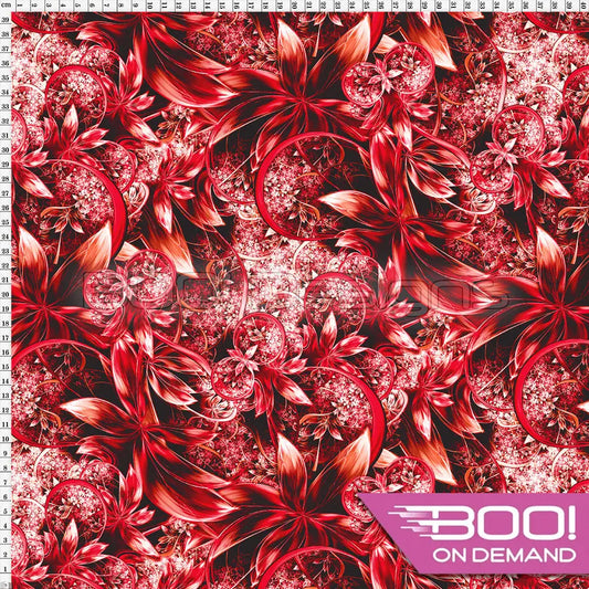 Spandex Enchanted Garden Red Fabric