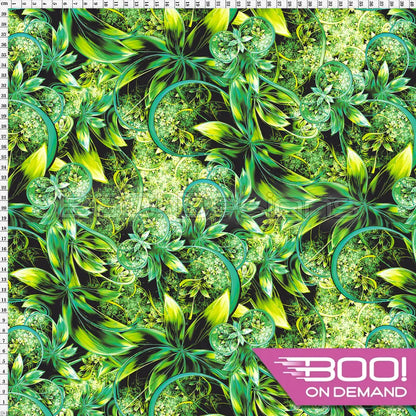 Spandex Enchanted Garden Yellow Green Fabric