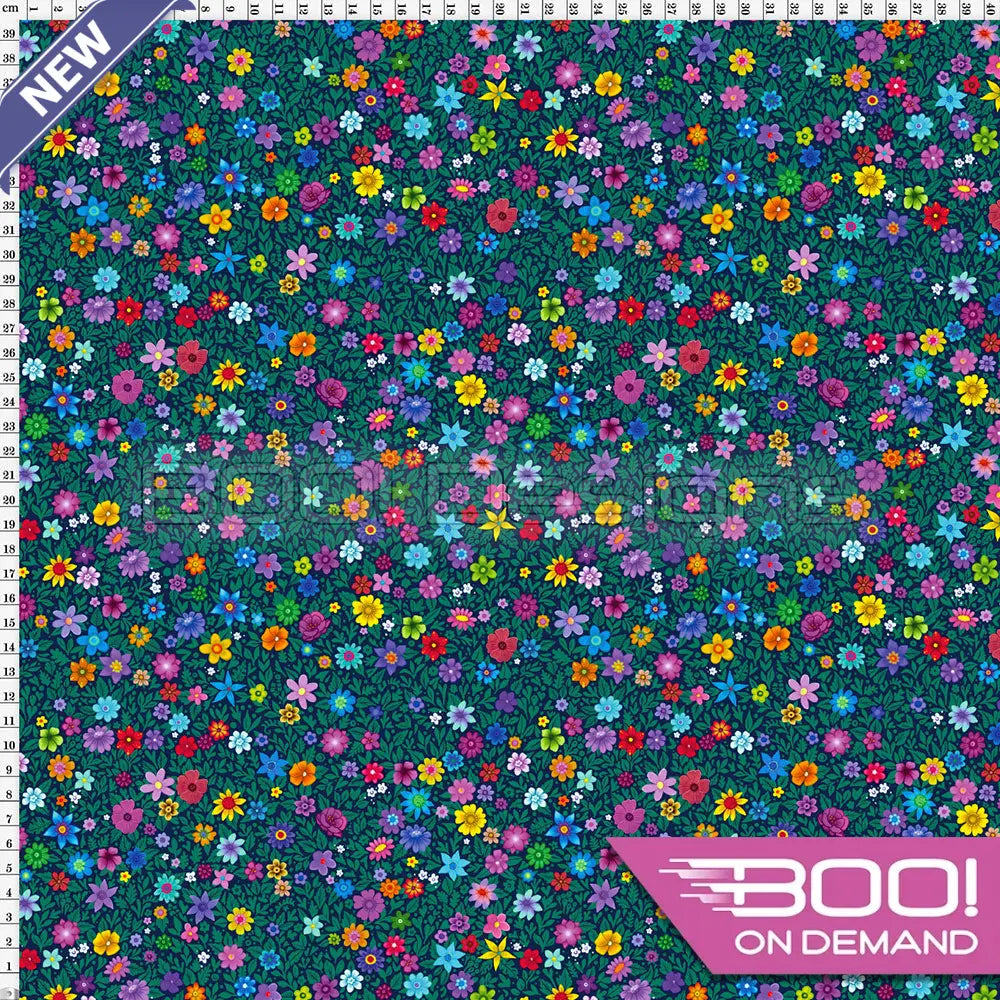 Spandex Fairy Ditsy Floral Green Fabric