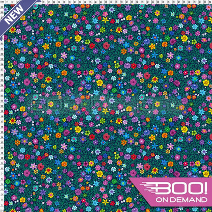 Spandex Fairy Ditsy Floral Green Fabric