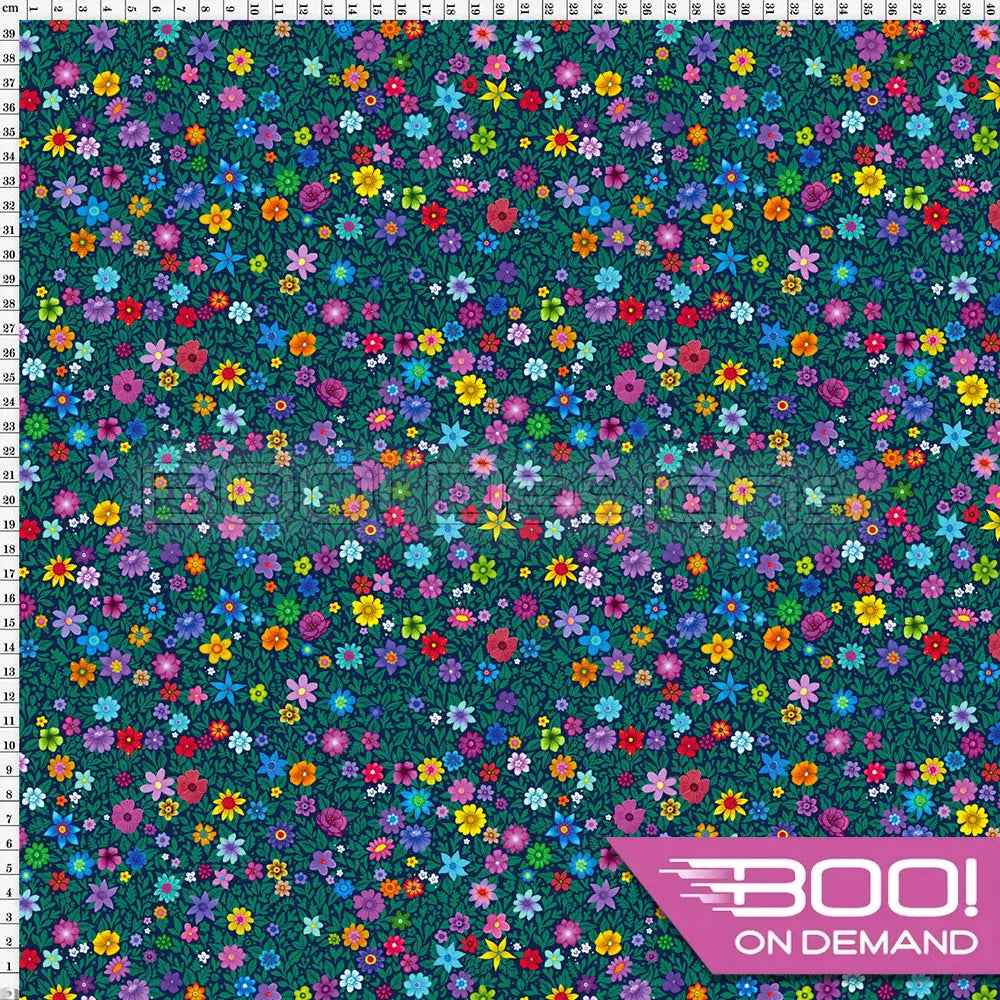 Spandex Fairy Ditsy Floral Green Fabric