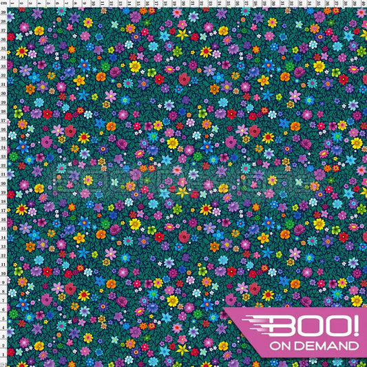 Spandex Fairy Ditsy Floral Green Fabric