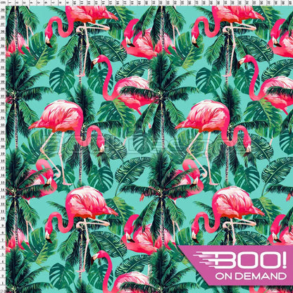 Spandex Flamingo Palms Fabric