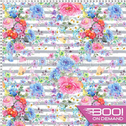 Spandex Floral Grunge Grey Fabric