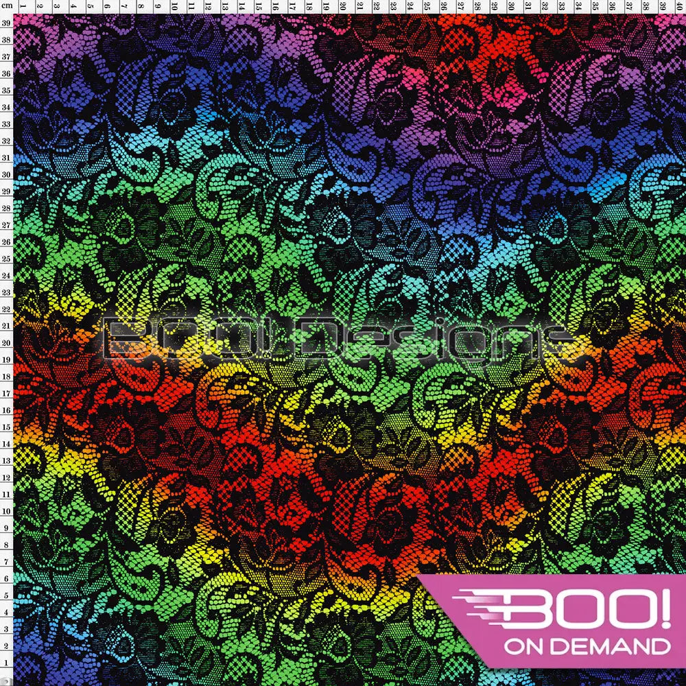 Spandex Floral Lace Rainbow Fabric