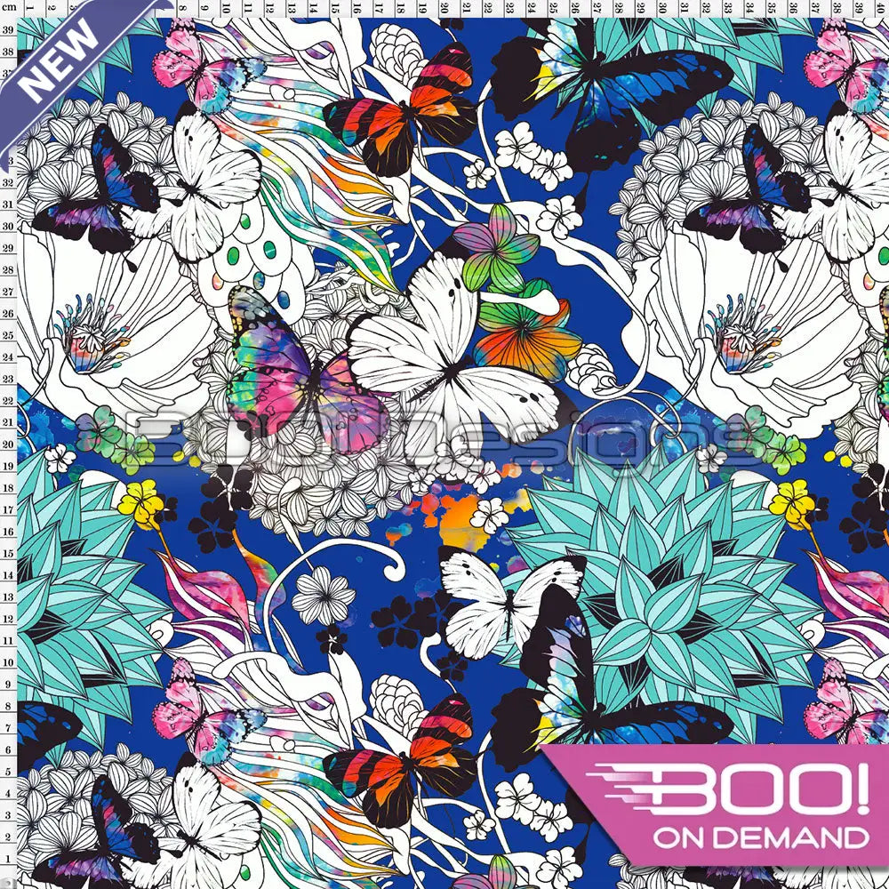 Spandex Flutter Rainbow Royal Fabric