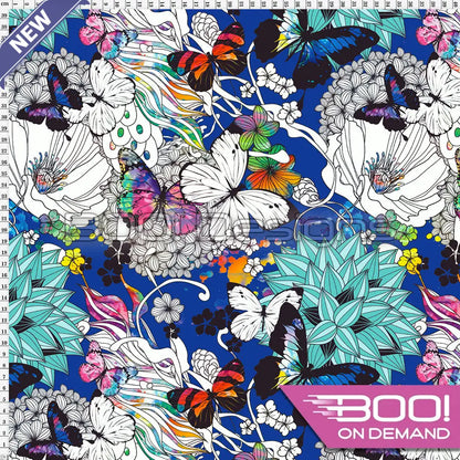 Spandex Flutter Rainbow Royal Fabric