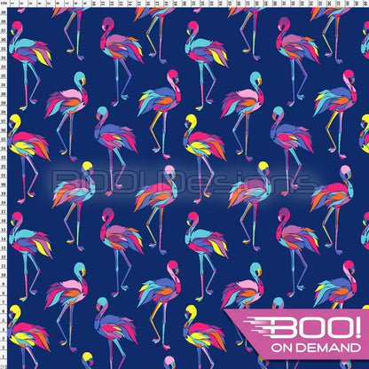 Spandex Geo Flamingo Navy Fabric