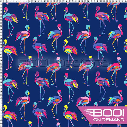 Spandex Geo Flamingo Navy Fabric