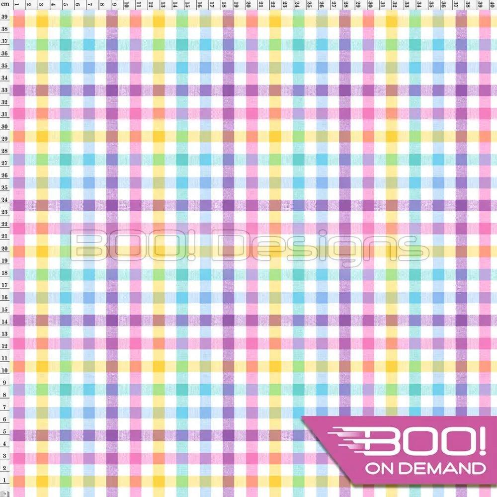 Spandex Gingham Pastel Rainbow Fabric
