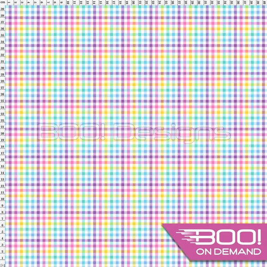Spandex Gingham Pastel Rainbow Small Fabric