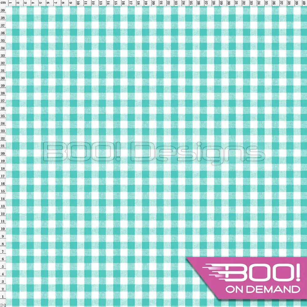 Spandex Gingham Teal Fabric