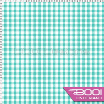 Spandex Gingham Teal Fabric