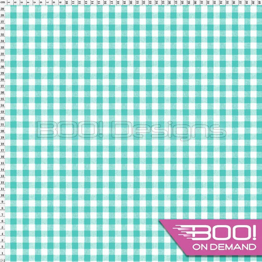 Spandex Gingham Teal Fabric