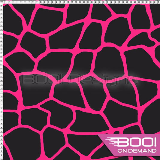 Spandex Giraffe Pink Black Fabric