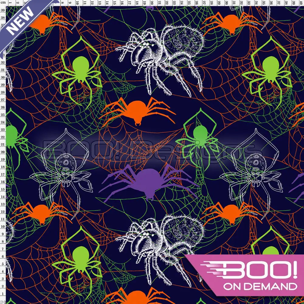 Spandex Glow Spiders - Fabric