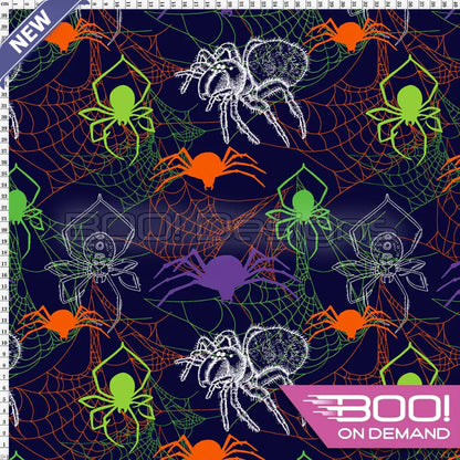Spandex Glow Spiders - Fabric