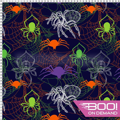 Spandex Glow Spiders - Fabric
