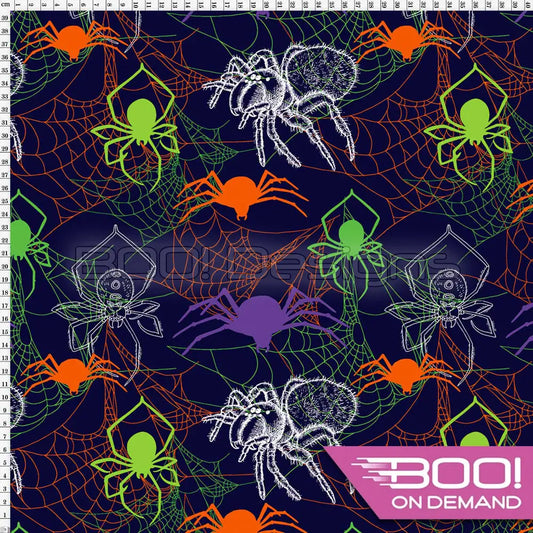 Spandex Glow Spiders - Fabric