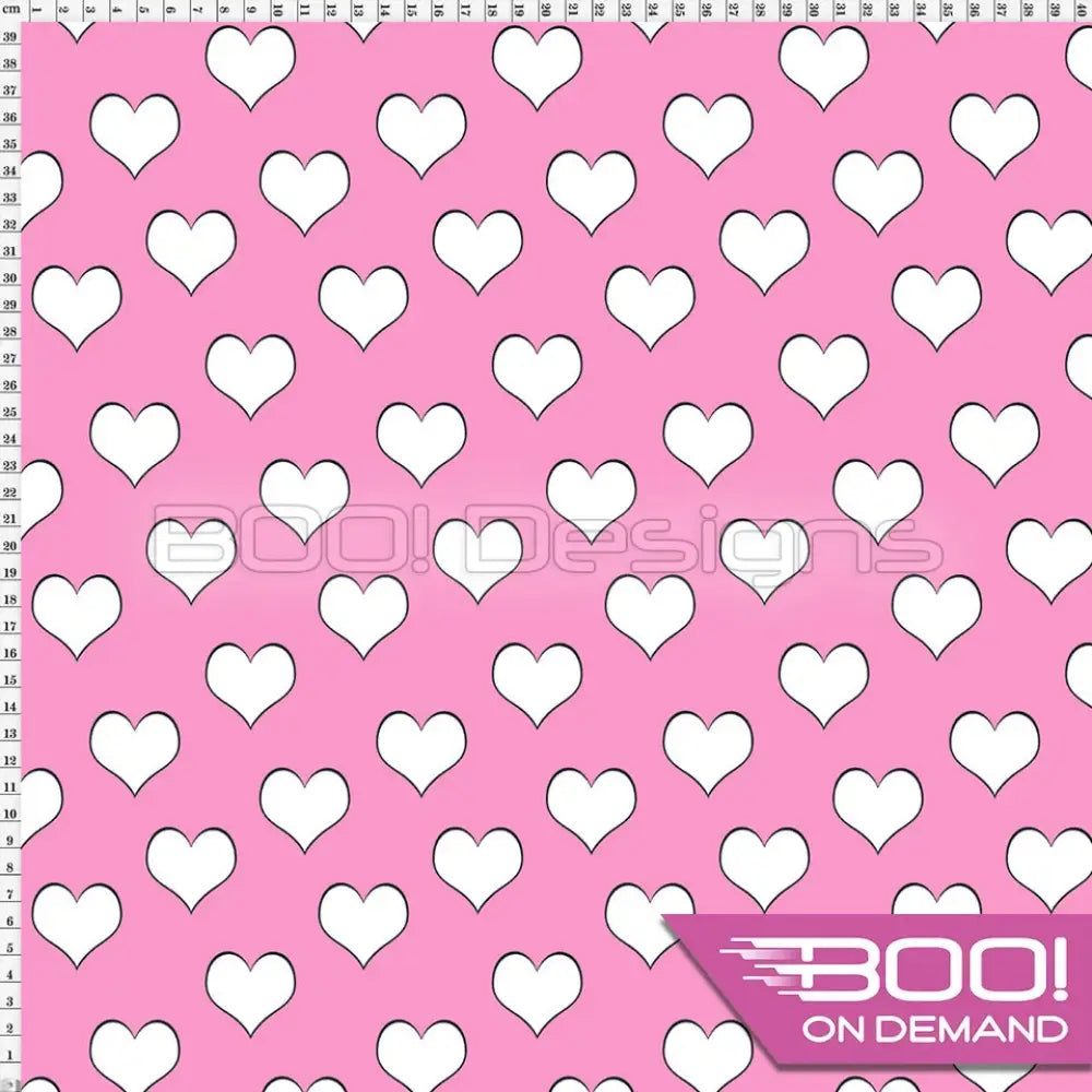 Spandex Hearts White On Milkshake Fabric