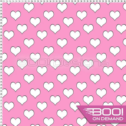 Spandex Hearts White On Milkshake Fabric