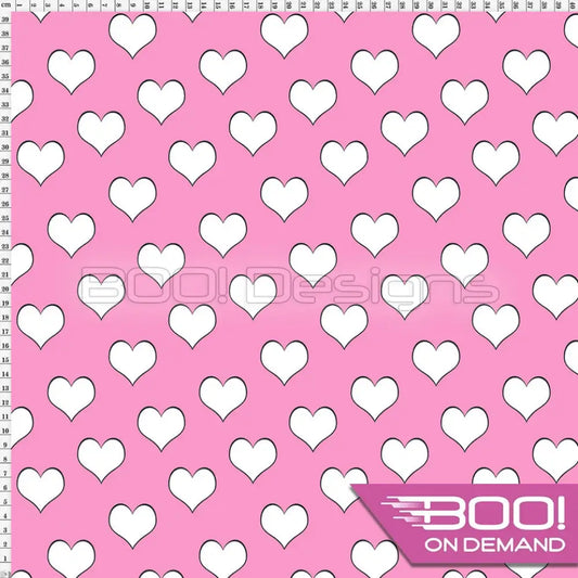 Spandex Hearts White On Milkshake Fabric