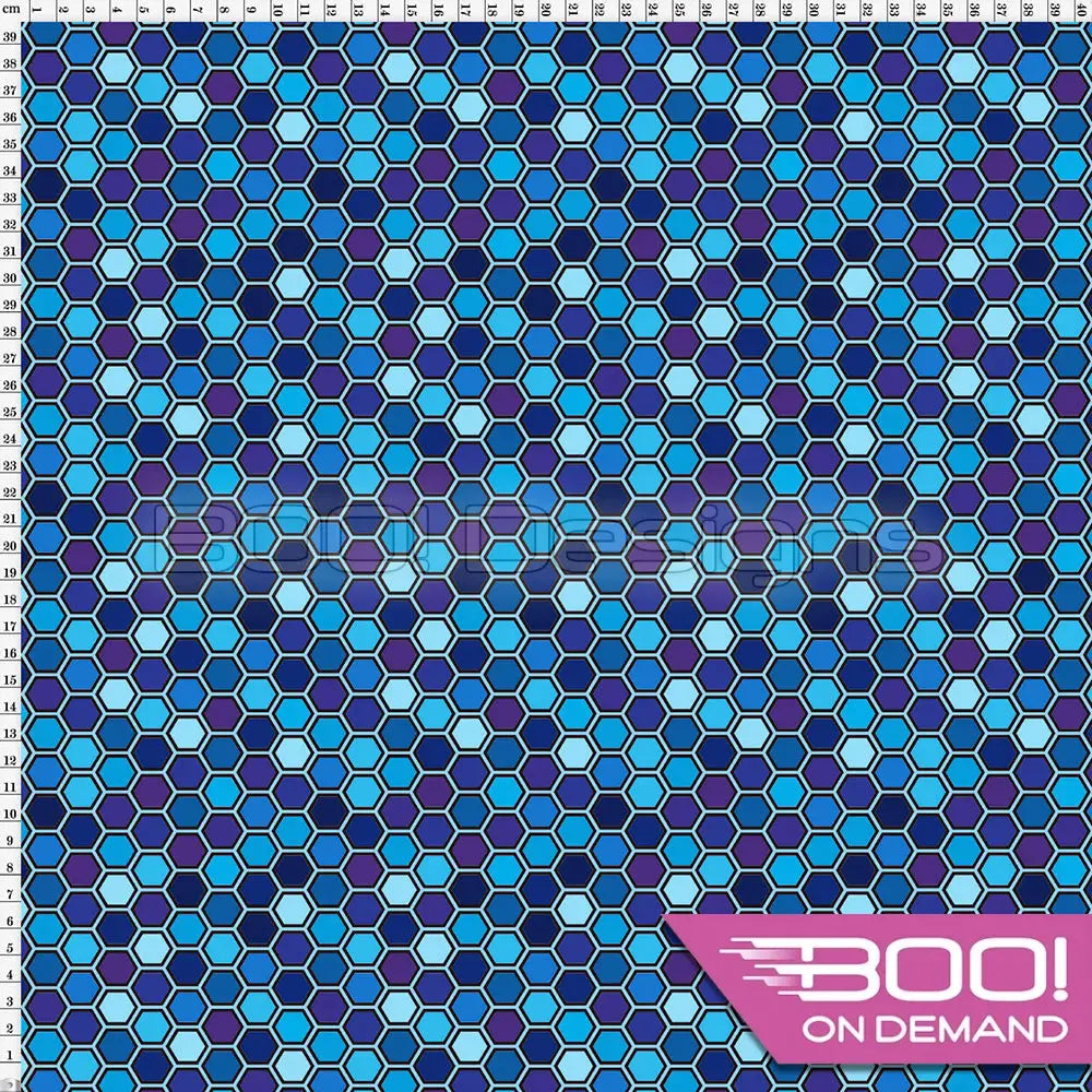 Spandex Hexagrid Blue Fabric