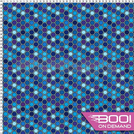 Spandex Hexagrid Blue Fabric