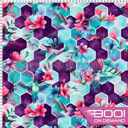 Spandex Hummingbird Hex Birds Fabric