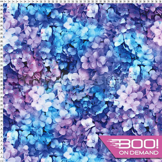 Spandex Hydrangeas Blue Fabric