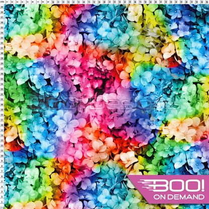 Spandex Hydrangeas Rainbow Fabric