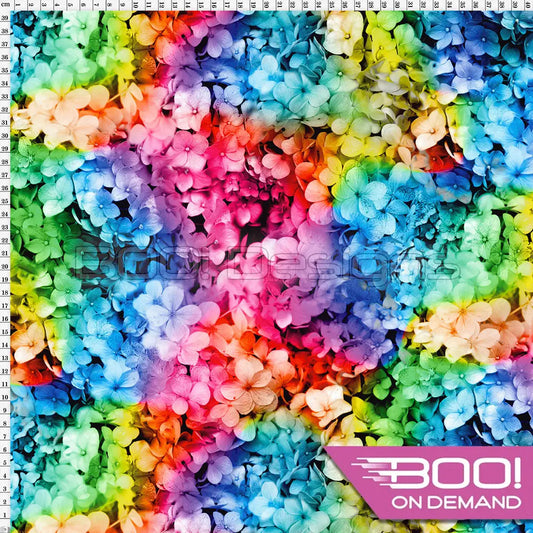 Spandex Hydrangeas Rainbow Fabric