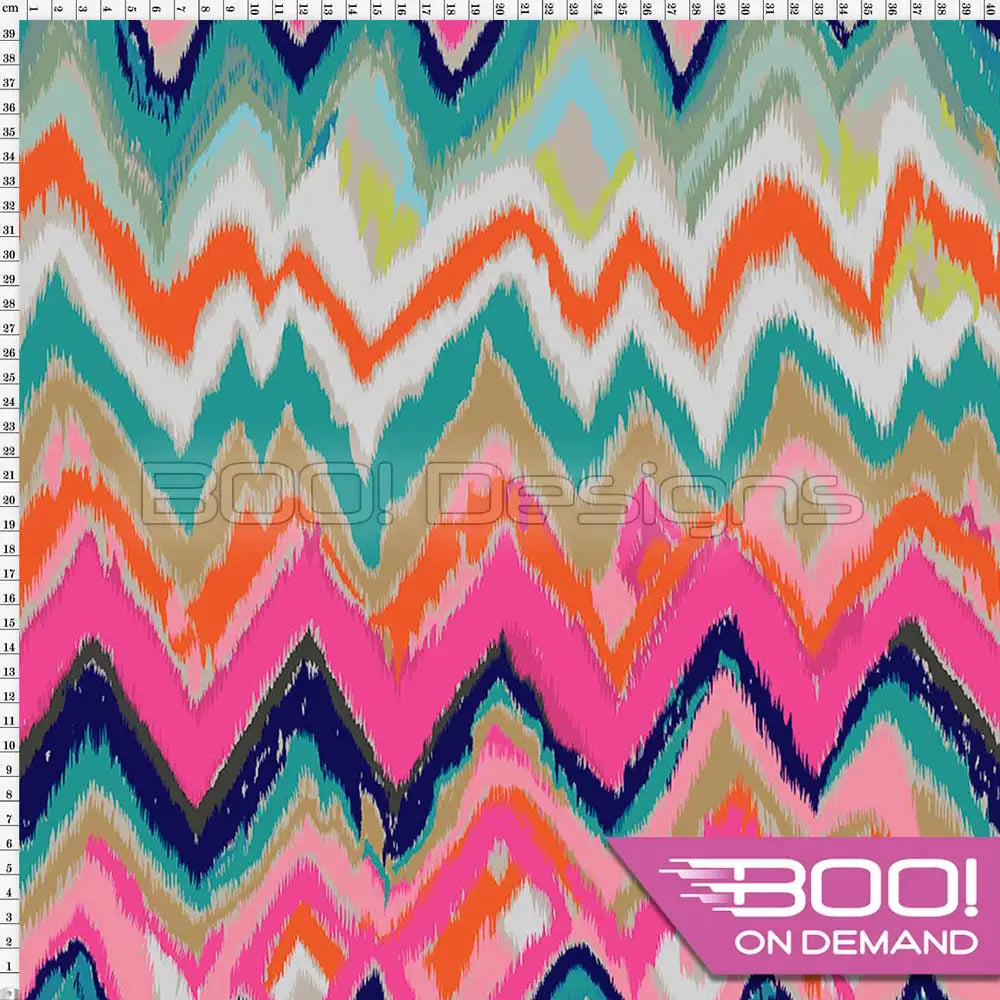 Spandex Ikat Stripe Pink Green - Fabric