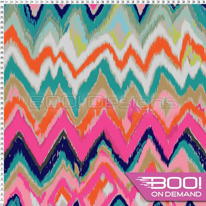 Spandex Ikat Stripe Pink Green - Fabric