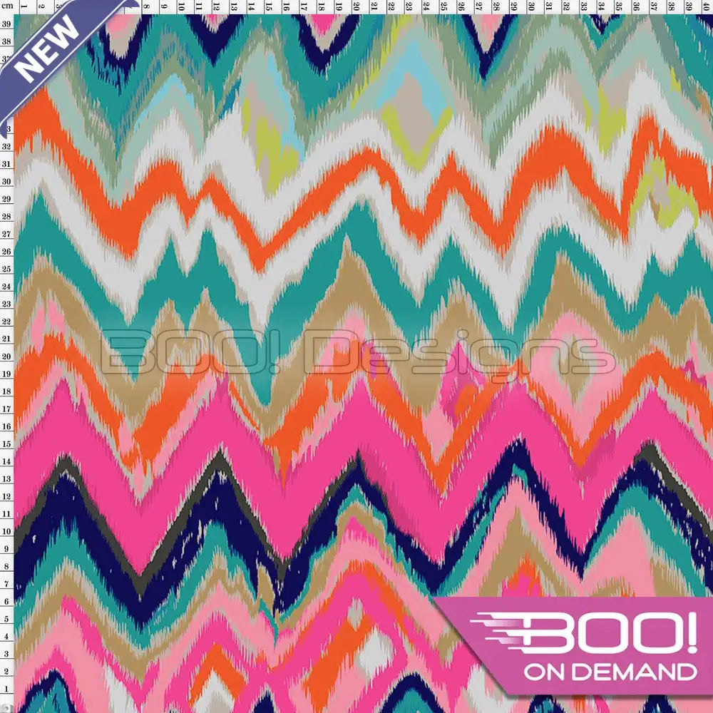 Spandex Ikat Stripe Pink Green - Fabric