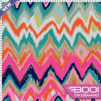 Spandex Ikat Stripe Pink Green - Fabric