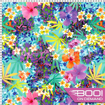 Spandex Jazzy Cat Teal Fabric