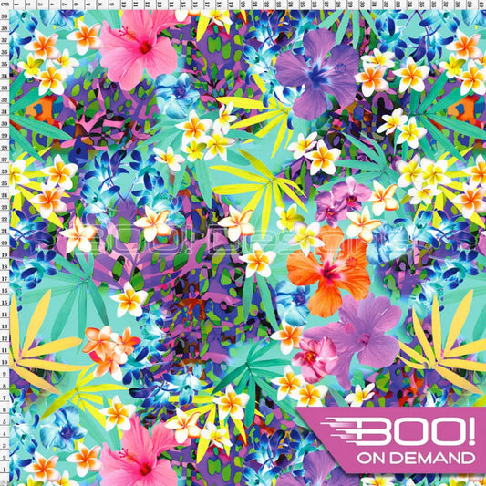 Spandex Jazzy Cat Teal Fabric