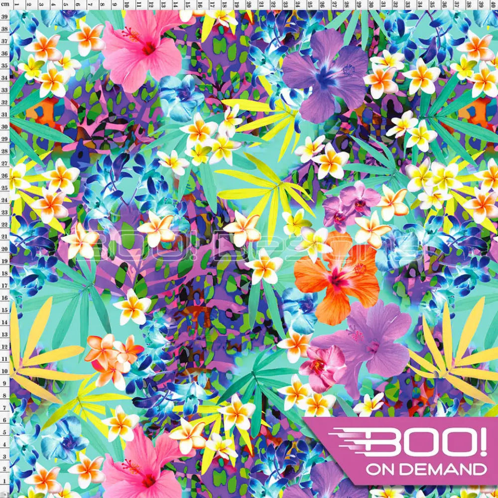 Spandex Jazzy Cat Teal Fabric