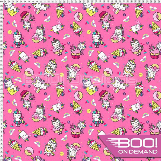 Spandex Kawaii Unicorn Pink Fabric