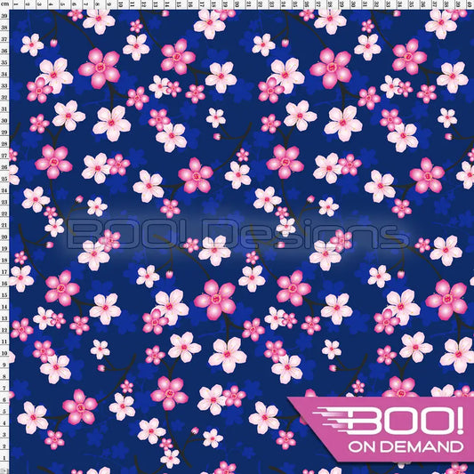 Spandex Kokeshi Blossom Navy Fabric