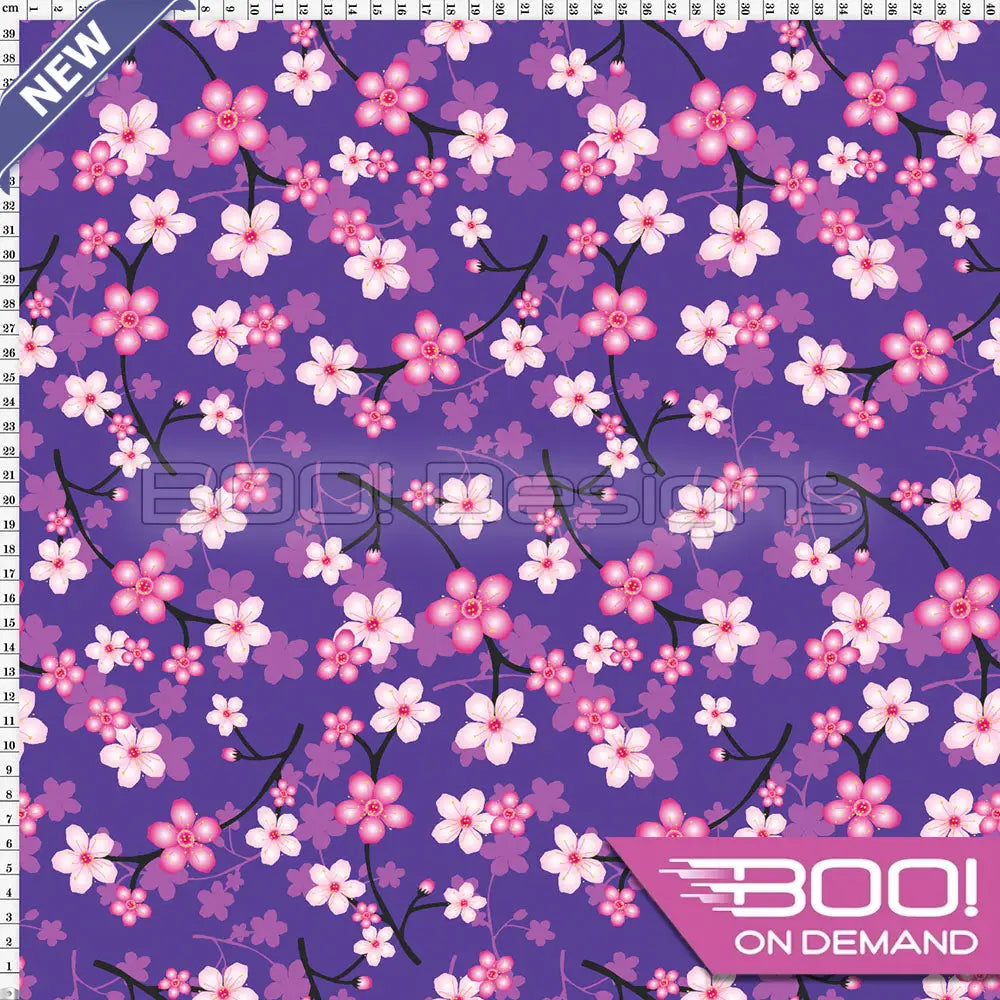 Spandex Kokeshi Blossom Purple Fabric