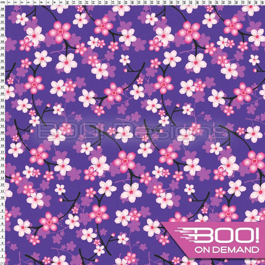 Spandex Kokeshi Blossom Purple Fabric