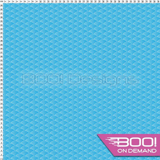 Spandex Kokeshi Wave Blue Fabric