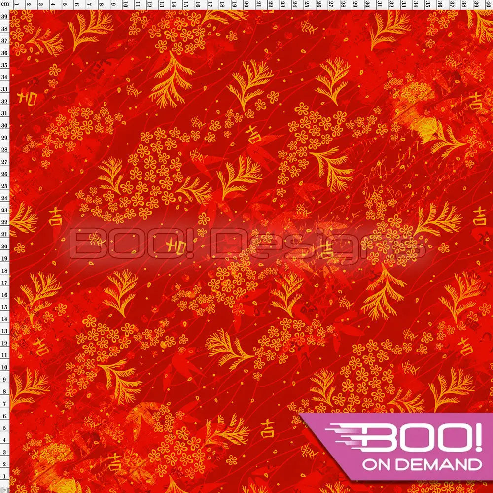 Spandex Kyoto Leaf Red Fabric