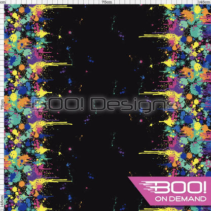 Spandex Lion Splat Border Black Fabric