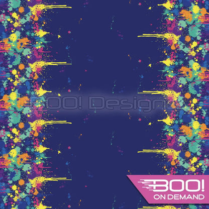 Spandex Lion Splat Border Navy Fabric