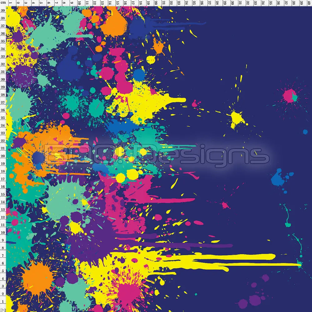 Spandex Lion Splat Border Navy Fabric