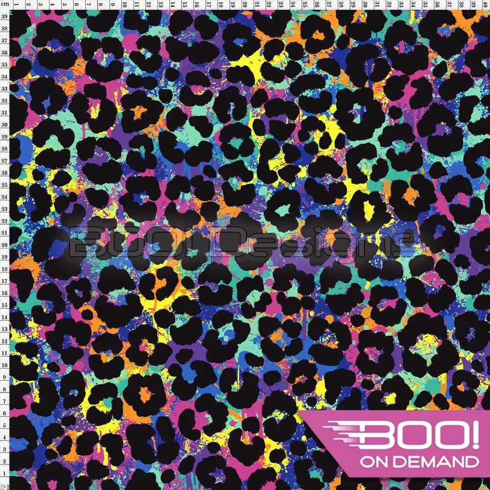 Spandex Lion Splat Leopard Black Fabric