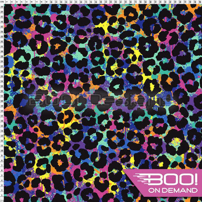 Spandex Lion Splat Leopard Black Fabric